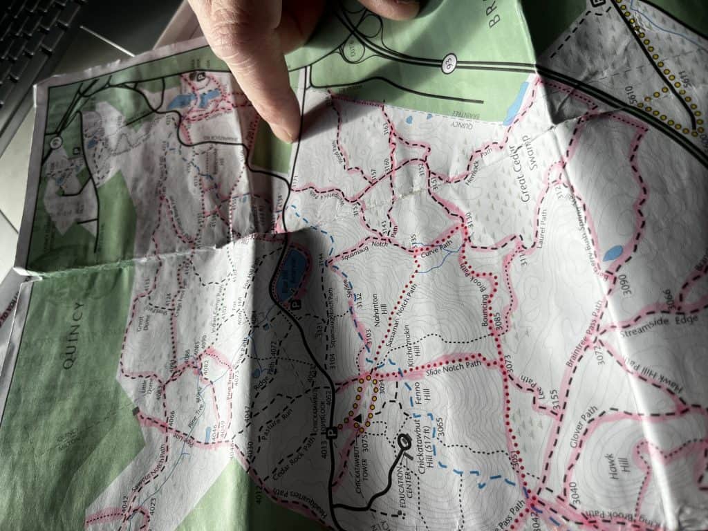 Marked up Blue Hills. map